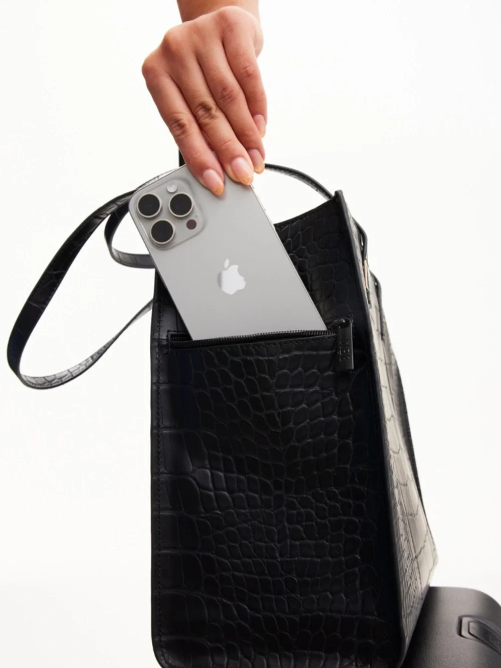 Beis Black Croc-Embossed Work Tote - Picture 6 of 8